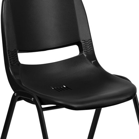 Flash Furniture Stack Chair, Frame, Black, 12" RUT-12-PDR-BLACK-GG